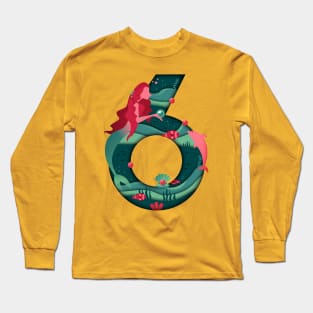 Mermaid and Pink Dolphin Long Sleeve T-Shirt